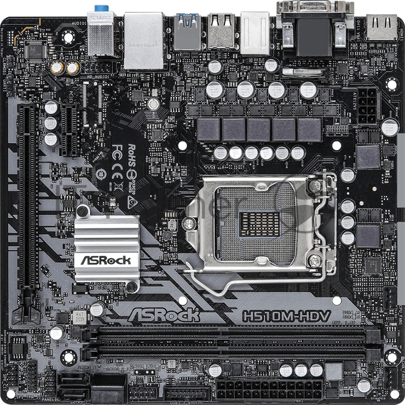 Плата материнская Asrock Asrock H510M-HDV, LGA1200, Intel H510, mATX, BOX