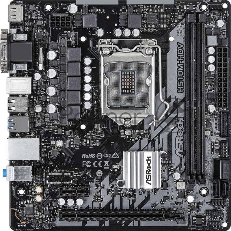 Плата материнская Asrock Asrock H510M-HDV, LGA1200, Intel H510, mATX, BOX