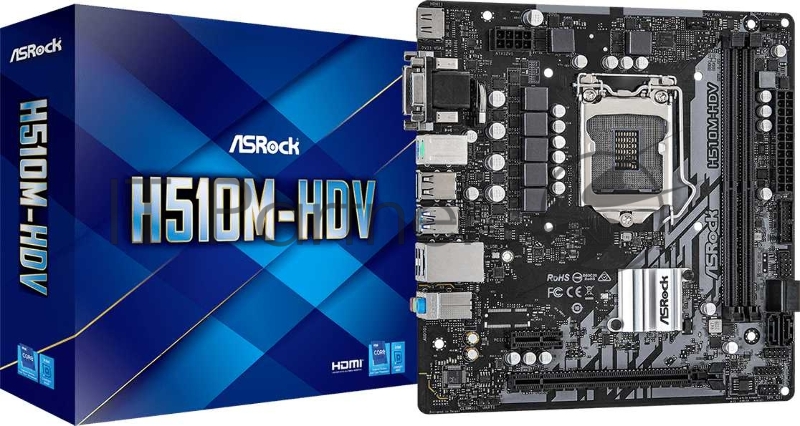 Плата материнская Asrock Asrock H510M-HDV, LGA1200, Intel H510, mATX, BOX