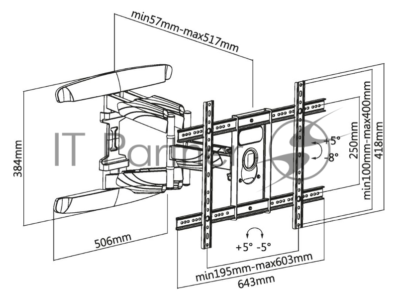 Кронштейн для телевизора Ultramounts UM 912 черный 37-75 макс.45кг настенный поворотно-выдвижной и наклонный