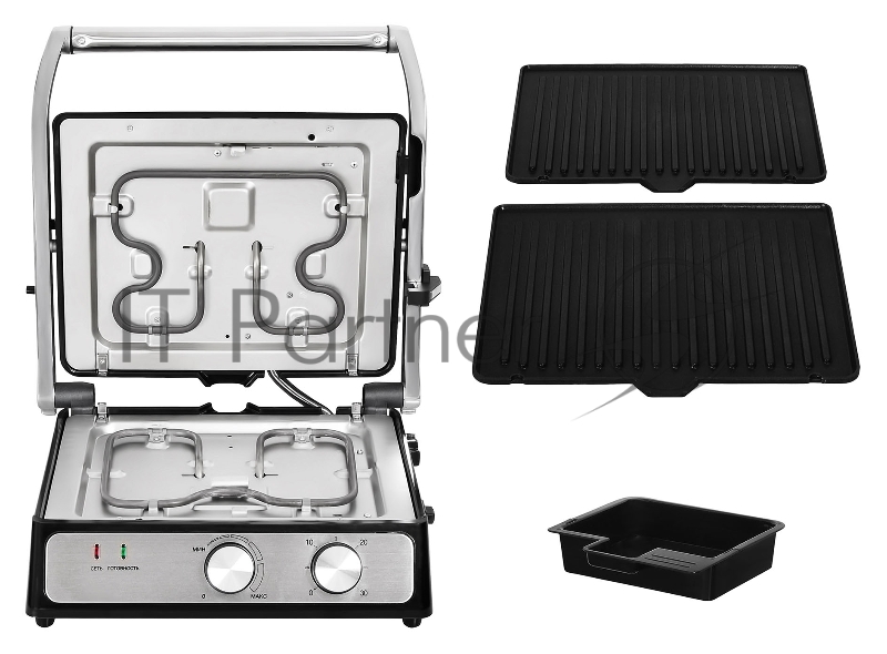 Электрогриль Hyundai HYG-2040 2000Вт серебристый