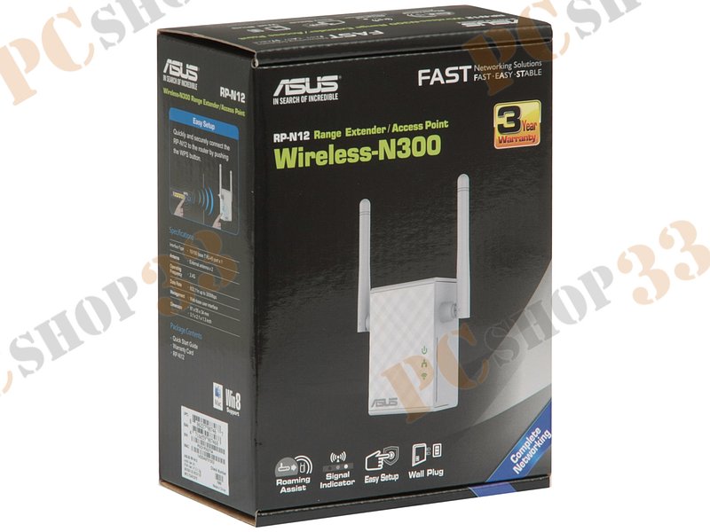 Ретранслятор ASUS RP-N12 WiFi 300Мбит/сек. + 1 порт LAN 100Мбит/сек.