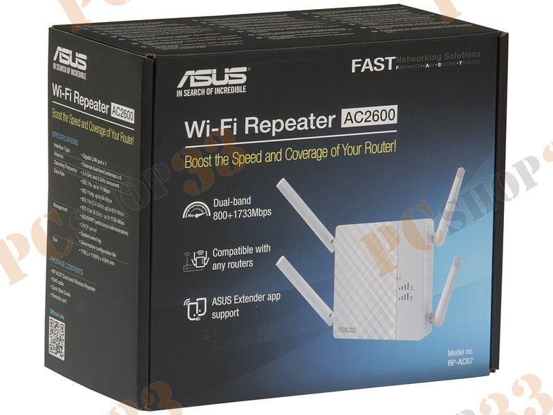 Ретранслятор ASUS RP-AC87 WiFi 1.7Гбит/сек. + 1 порт LAN 1Гбит/сек.