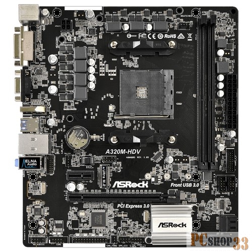 Материнская плата ASRock A320M-HDV {SAM4, AMD A320, 2xDDR4, PCI-Ex16, D-SUB, DVI, HDMI, SATAIII+RAID, M.2, GB Lan, USB3.0, mATX}