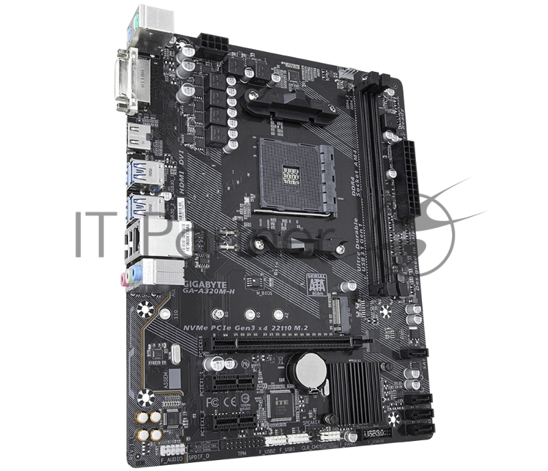 Мат. плата GIGABYTE GA-A320M-H AM4, AMD А320, 2*DDR4, 1*PCI-E16x, DVI, HDMI, SATAIII+RIAD, USB 3.1,
