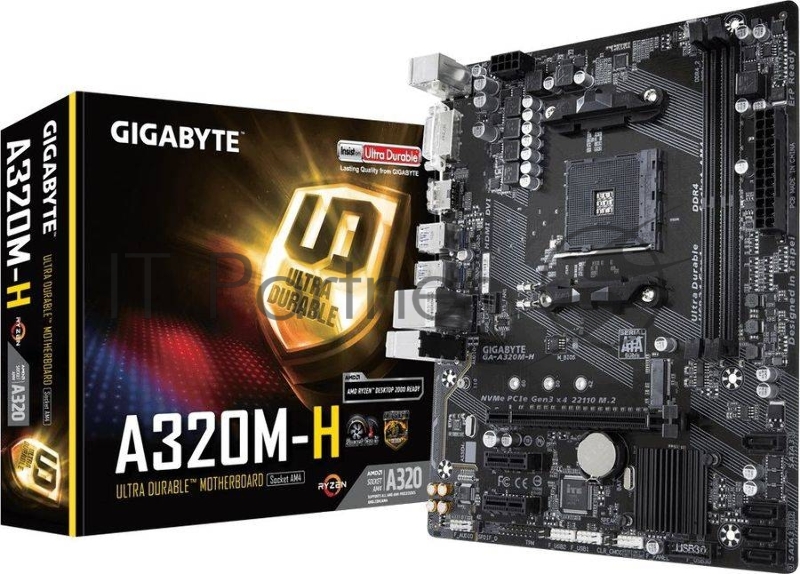 Мат. плата GIGABYTE GA-A320M-H AM4, AMD А320, 2*DDR4, 1*PCI-E16x, DVI, HDMI, SATAIII+RIAD, USB 3.1,
