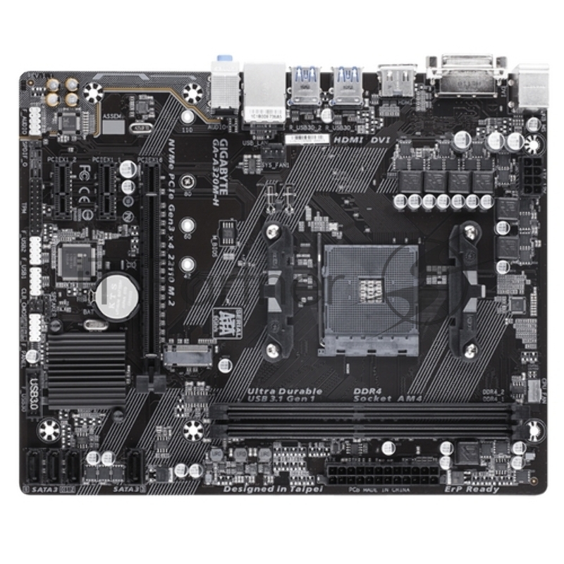Мат. плата GIGABYTE GA-A320M-H AM4, AMD А320, 2*DDR4, 1*PCI-E16x, DVI, HDMI, SATAIII+RIAD, USB 3.1,