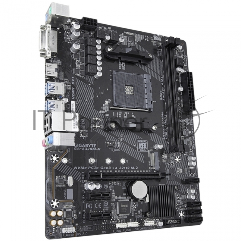Мат. плата GIGABYTE GA-A320M-H AM4, AMD А320, 2*DDR4, 1*PCI-E16x, DVI, HDMI, SATAIII+RIAD, USB 3.1,