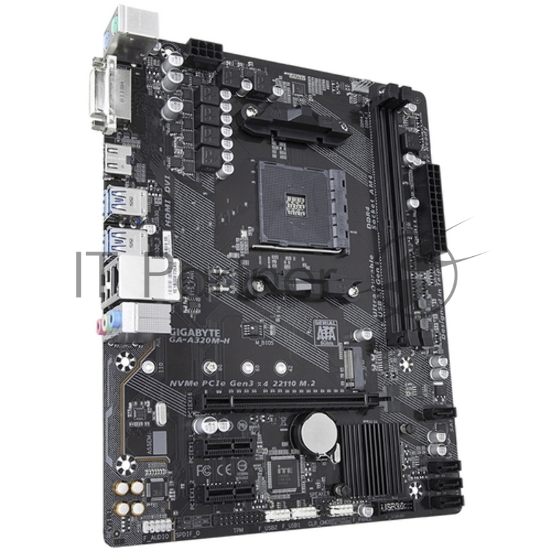 Мат. плата GIGABYTE GA-A320M-H AM4, AMD А320, 2*DDR4, 1*PCI-E16x, DVI, HDMI, SATAIII+RIAD, USB 3.1,