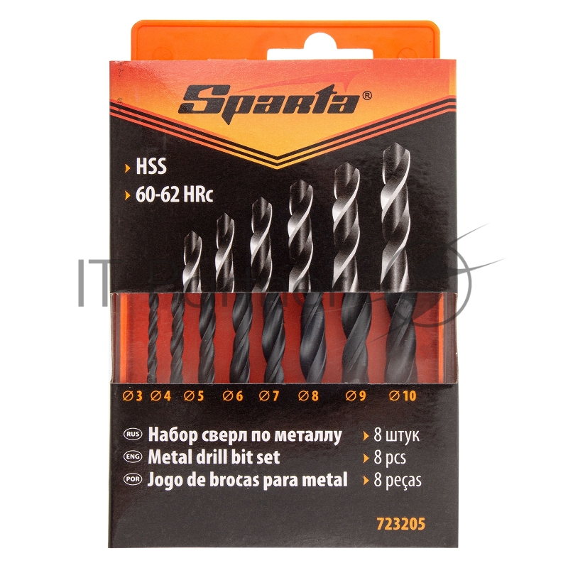 Набор сверл по металлу SPARTA ,3-10 мм , HSS,8 шт.цилиндрический хвостовик//723205