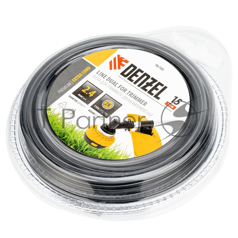 Леска двухкомпонентная DENZEL для триммера, круглая 96180