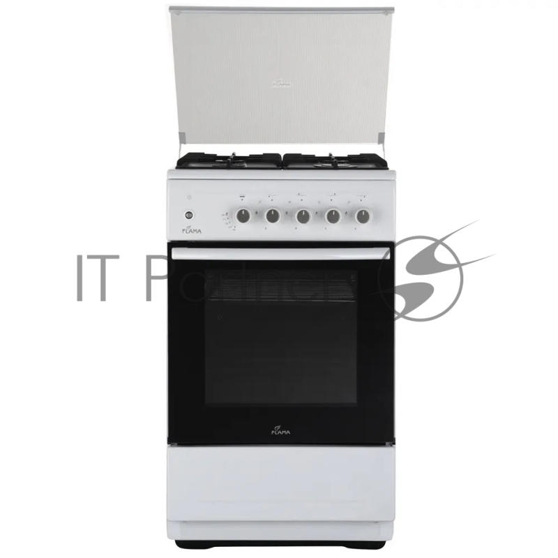 Плита Газовая Flama N FG 24239 W белый (стеклянная крышка) реш.чугун