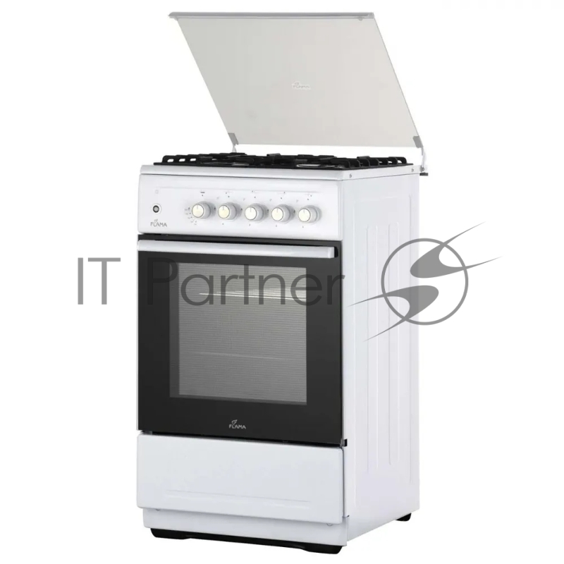 Плита Газовая Flama N FG 24239 W белый (стеклянная крышка) реш.чугун