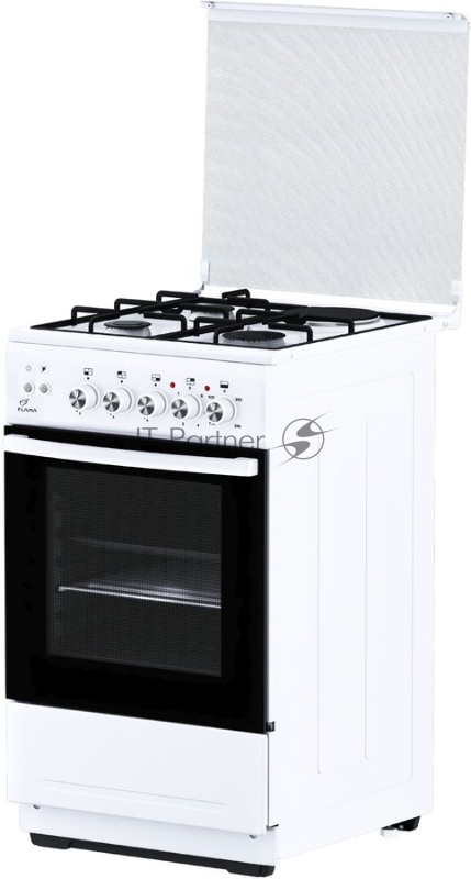 Плита Комбинированная Flama L RK 23-126 W белый (стеклянная крышка) реш.сталь