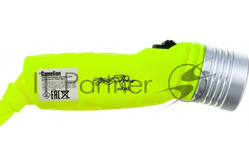 Фонарь Camelion LED51534 , желт, LED 3W SEOUL глуб 30м, 4xLR6, дайв, пласт+алюм., блистер 13360