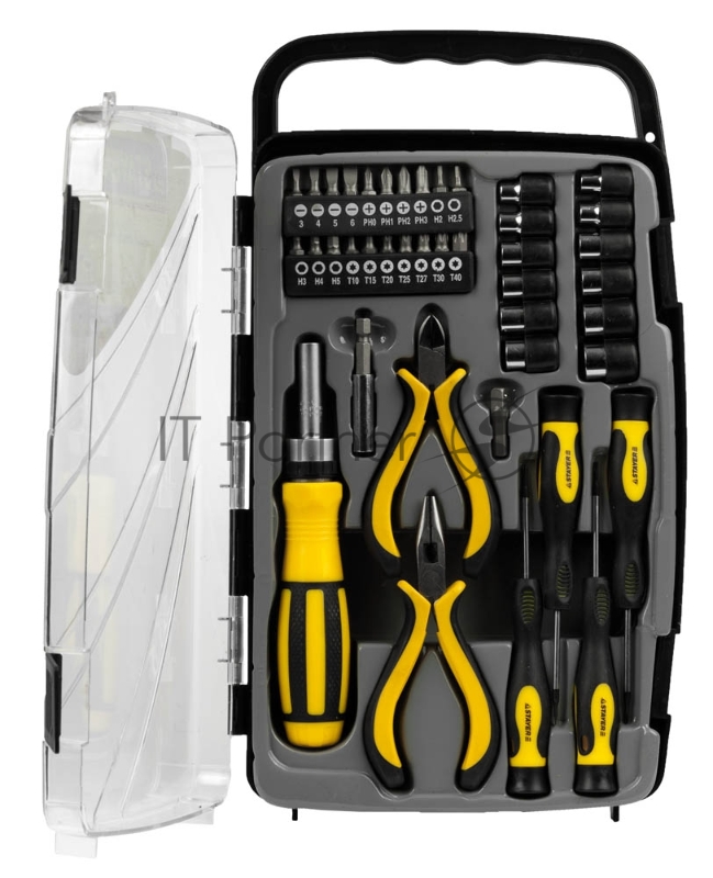 Ручной инструмент Набор STAYER Отвертка MASTER реверсивная с эргономичной ручкой, с насадками, в пластмассовом боксе, 41 пред. (25311-H41)