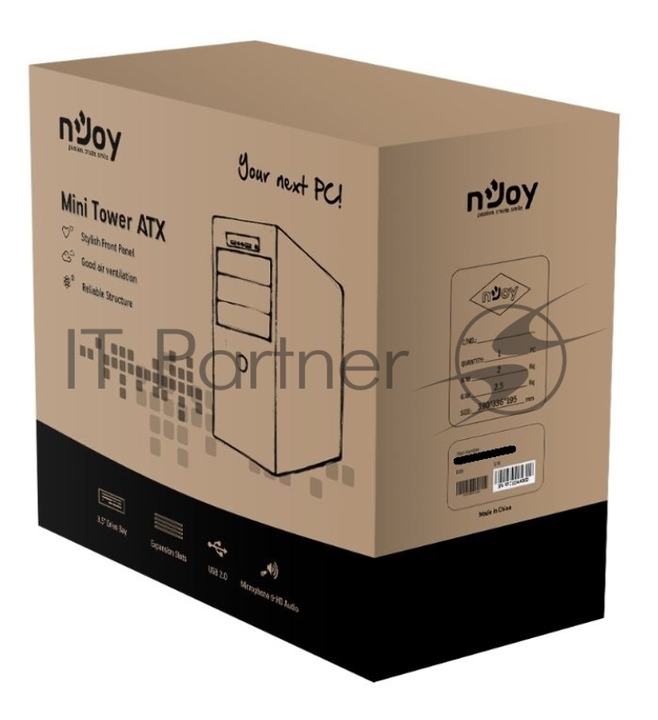 Корпус Daytech, nJoy M0000CE (mATX, w/o PSU, USB+audio) BLACK