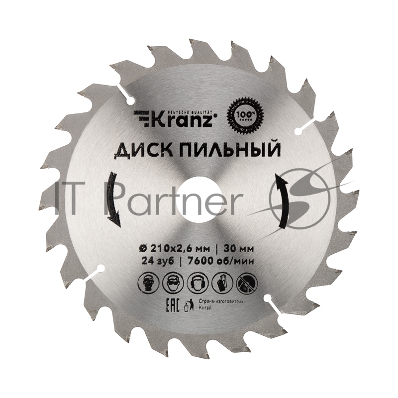 Диск пильный 210 мм х 24 зуб х 30 мм Kranz