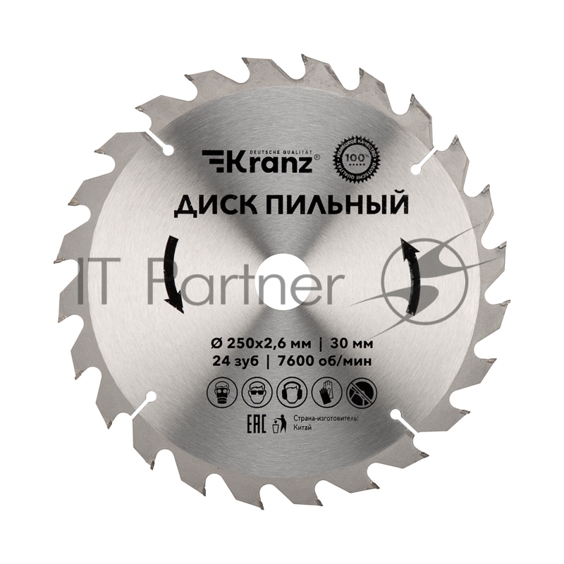 Диск пильный 250 мм х 24 зуб х 30 мм Kranz