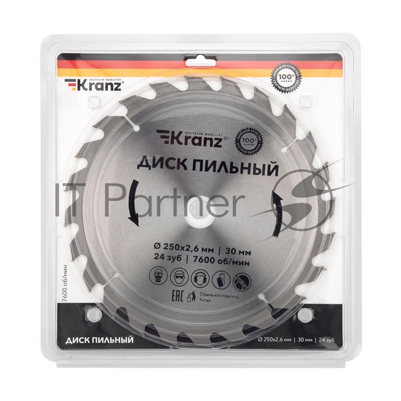 Диск пильный 250 мм х 24 зуб х 30 мм Kranz