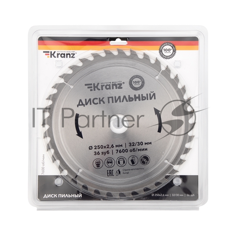 Диск пильный 250 мм х 36 зуб х 32/30 мм Kranz