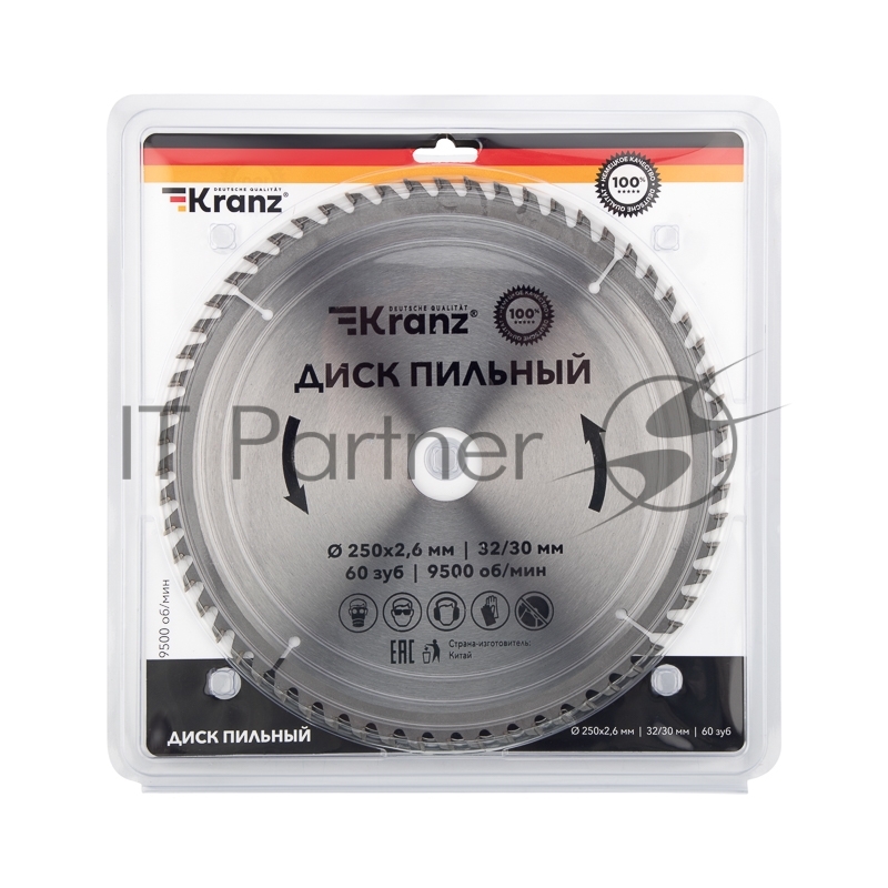 Диск пильный 250 мм х 60 зуб х 32/30 мм Kranz