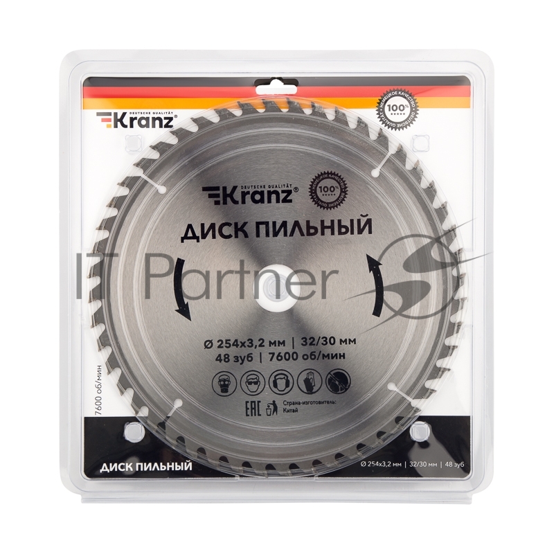 Диск пильный 254 мм х 48 зуб х 32/30 мм Kranz