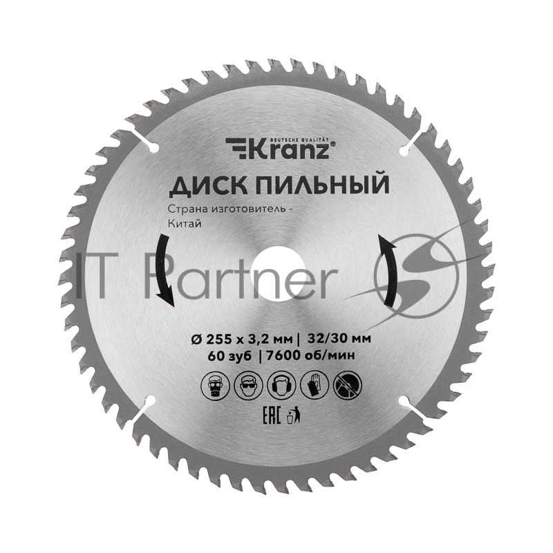 Диск пильный 255 мм х 60 зуб х 32/30 мм Kranz