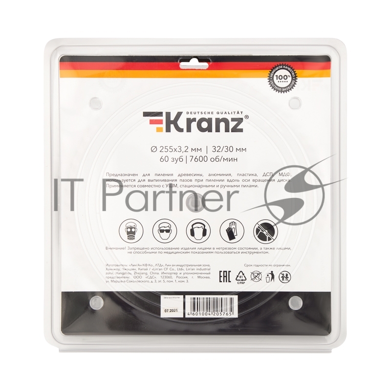 Диск пильный 255 мм х 60 зуб х 32/30 мм Kranz
