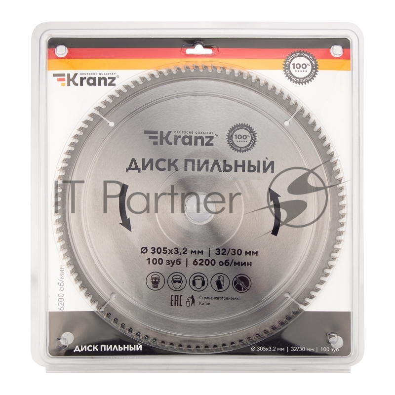 Диск пильный 305 мм х 100 зуб х 32/30 мм Kranz