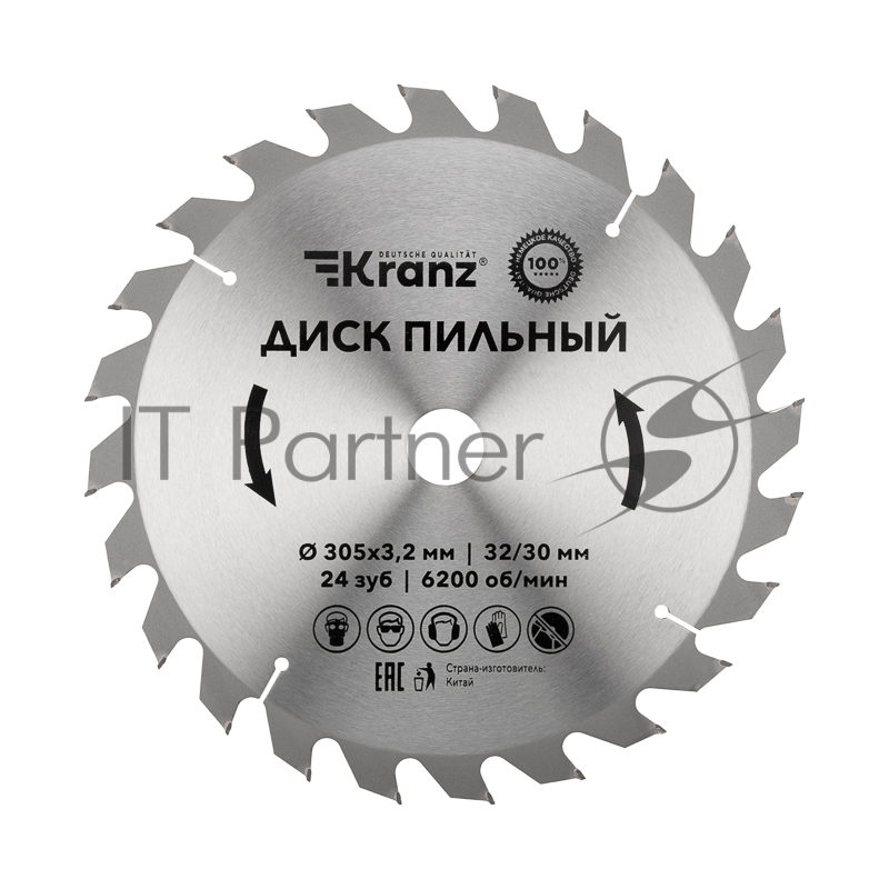 Диск пильный 305 мм х 24 зуб х 32/30 мм Kranz
