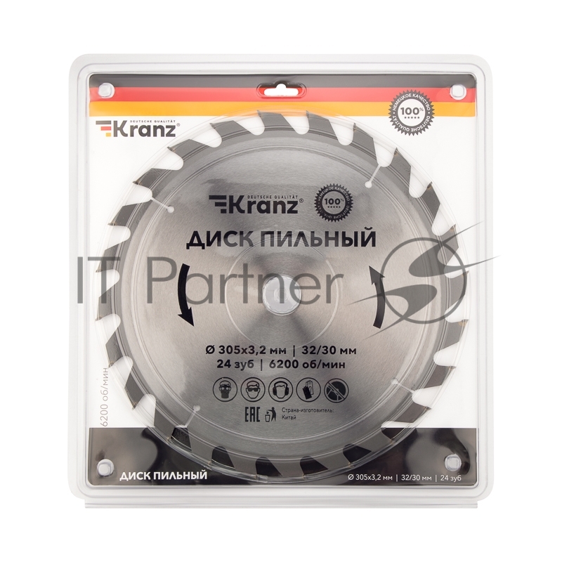 Диск пильный 305 мм х 24 зуб х 32/30 мм Kranz