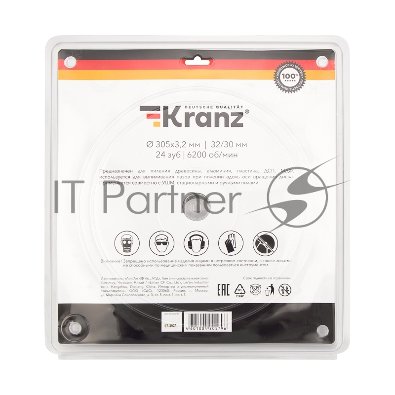 Диск пильный 305 мм х 24 зуб х 32/30 мм Kranz