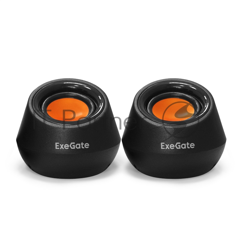 Акустическая система 2.0 ExeGate EX287060RUS Disco 130 (питание USB, 2х3Вт (6 Вт RMS), 100-20000Гц, черный/оранжевый)