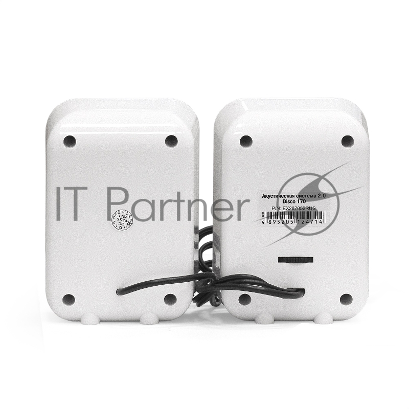 Акустическая система 2.0 ExeGate EX287052RUS Disco 170 (питание USB, 2х3Вт (6Вт RMS), 100-20000Гц, белый/черный)