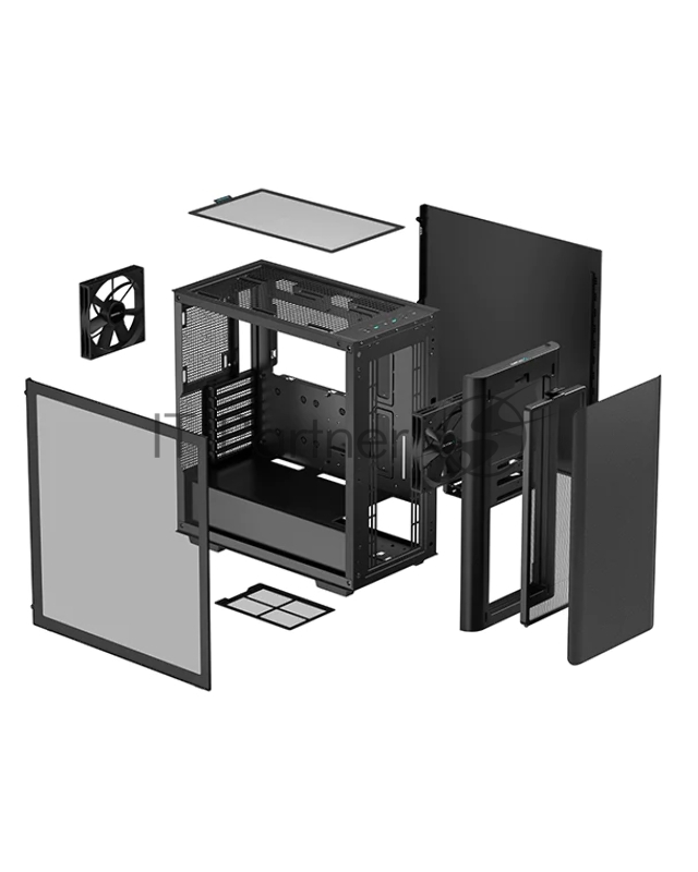 Корпус Deepcool CK500 без БП, боковое окно (закаленное стекло), 1x140мм вентилятор спереди и 1x140мм вентилятор сзади, черный, ATX