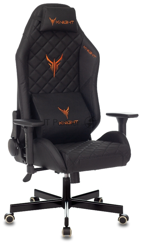 Кресло игровое Knight RAMPART черный ромбик эко.кожа с подголов. крестовина металл