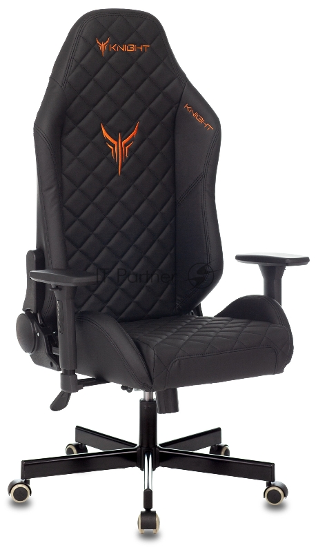 Кресло игровое Knight RAMPART черный ромбик эко.кожа с подголов. крестовина металл