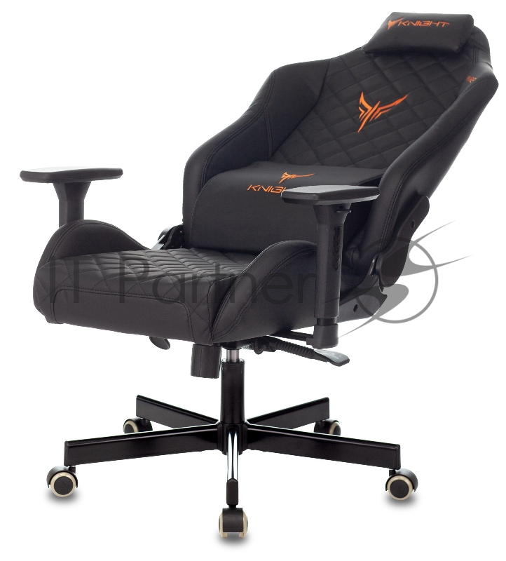 Кресло игровое Knight RAMPART черный ромбик эко.кожа с подголов. крестовина металл