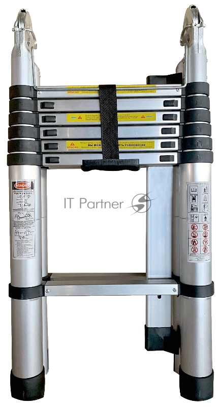 Лестница Alumet телескопическая, 2-х секционная алюминий 14ступ. H4.4м макс.нагр.:150кг (DTLH 2.2)