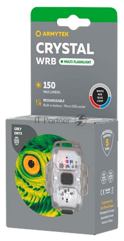 Мультифонарь светодиодный Armytek Crystal WRB, 150 лм, белый свет и красно-синий маячок, аккумулятор