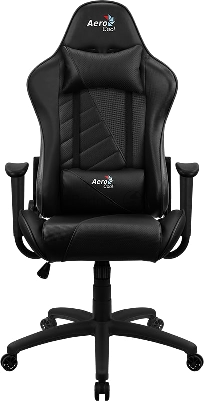 Кресло для геймера Aerocool AC110 AIR All Black , черное, до 150 кг, ШxДxВ : 69x70x121-131см, газлифт класс 4 до 100 мм, механизм Бабочка
