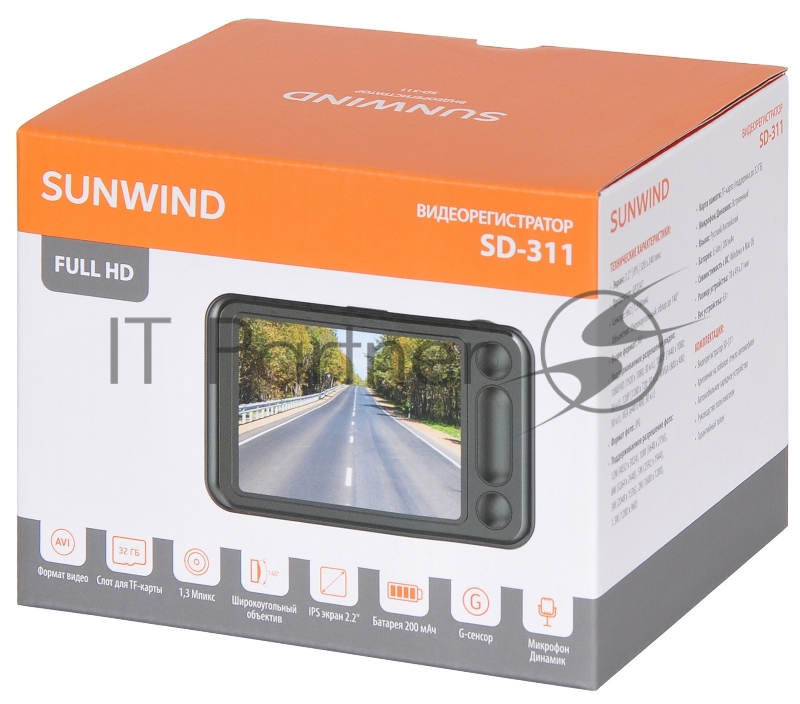 Видеорегистратор SunWind SD-311 черный 1.3Mpix 1080x1920 1080p 140гр. GP6248