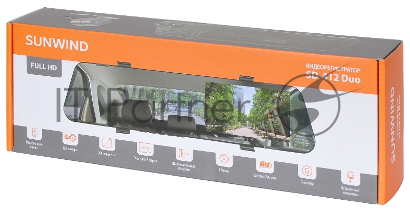 Видеорегистратор SunWind SD-412 Duo черный 1.3Mpix 1080x1920 1080p 140гр. JL5601