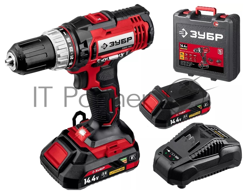 Дрель-шуруповерт ЗУБР 14.4В, 2 АКБ (2Ач), в кейсе, Мастер. ДШЛ-145-22