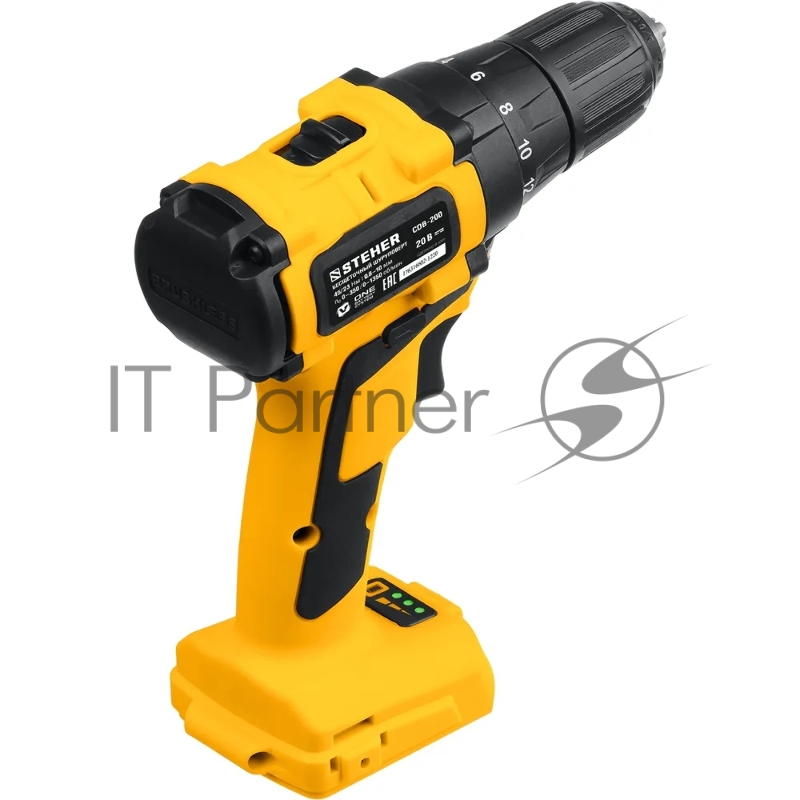 Дрель-шуруповерт STEHER 20В бесщёточная без АКБ, в коробке. CDB-200