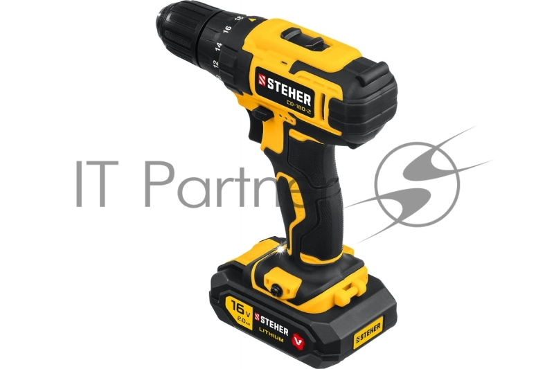 Дрель-шуруповерт STEHER 16В, 2 АКБ (2Ач), в кейсе, CD-160-2