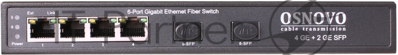 Коммутатор OSNOVO Гигабитный коммутатор на 6 портов, 4*10/100/1000Base-T, 2*SFP 1000Base-FX