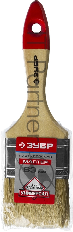 Кисти Кисть плоская ЗУБР УНИВЕРСАЛ-МАСТЕР, натуральная щетина, деревянная ручка, 63мм4-01003-063