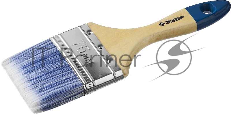 Кисть плоская ЗУБР АКВА-МАСТЕР, искусственная щетина, деревянная ручка, 75мм